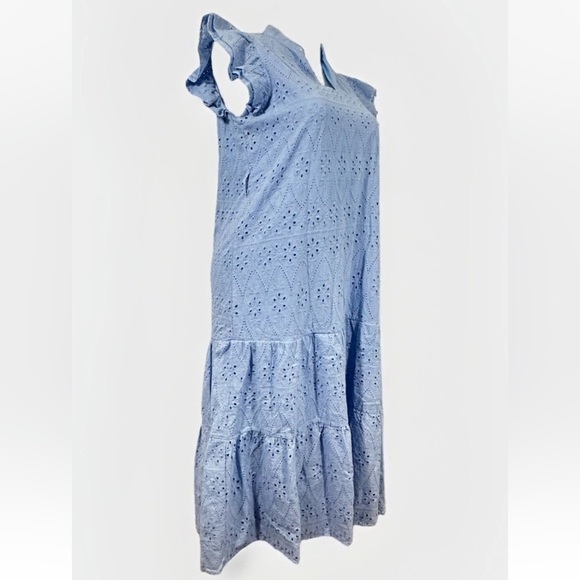 NEW Mod On Trend Womens Eyelet Lace Modi Dress Light Blue Size L Lined Boho - Picture 2 of 12